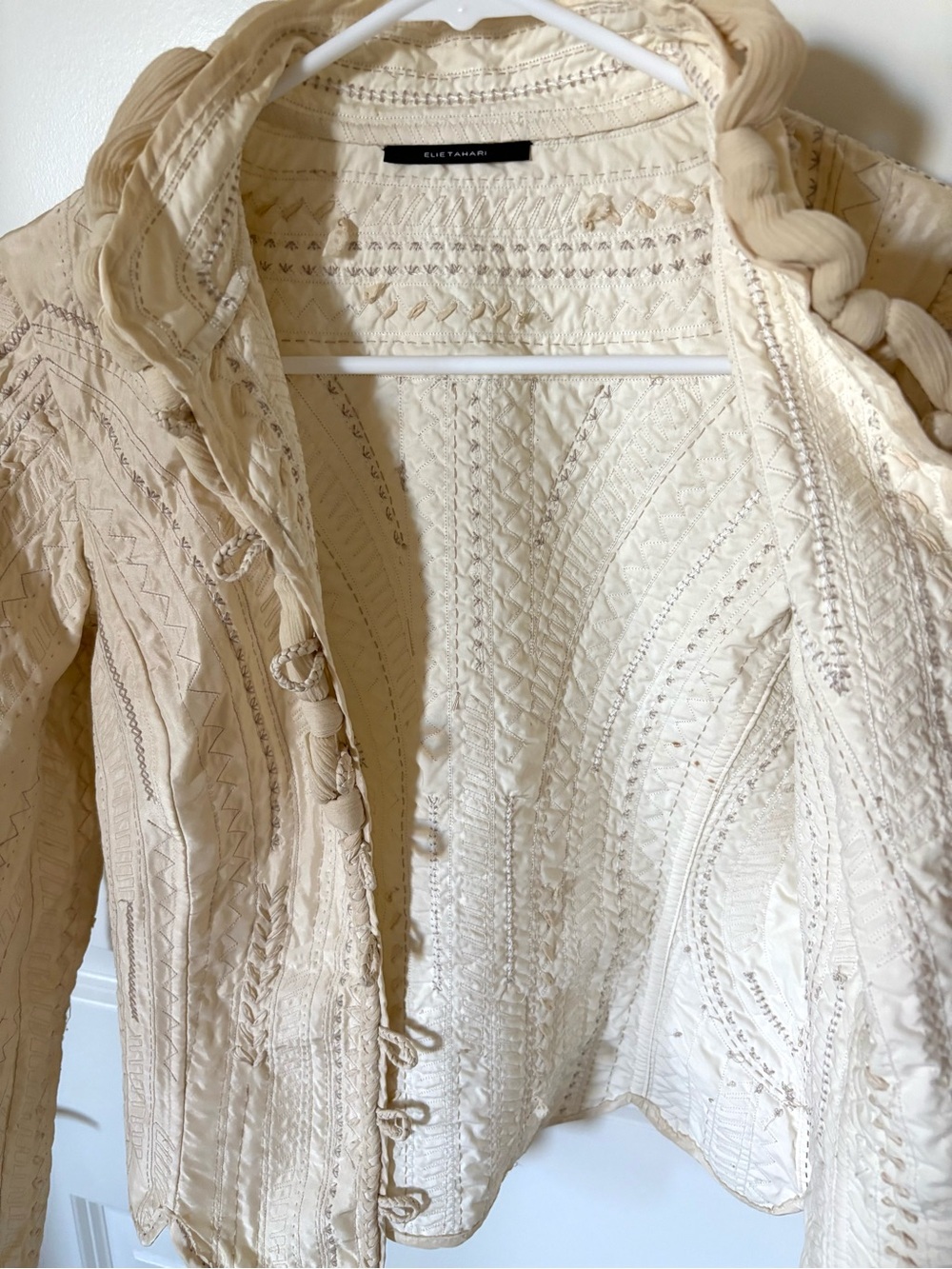 Elie Tahari Cream Quilted Detail Jacket - Picture 8 of 12